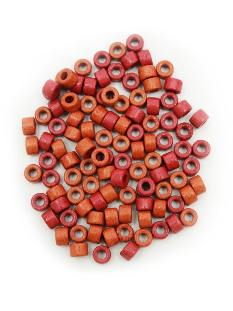 Ceramic cylinder garnet red speckled 6 mm 100 pieces ceramic beads tube beads greek beads 6 mm beads garnet tubes image 1