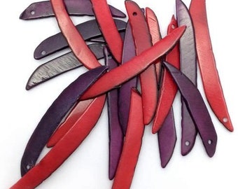 Tagua wings purple red 25 mm 20 pieces 35 mm long beads mix dangling swinging pendants square red irregular parts purple stones mix