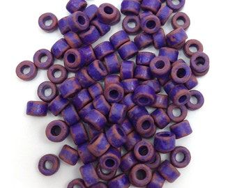 Ceramic cylinder purple spotted 6 mm 100 pieces ceramic beads ceramic beads greek beads