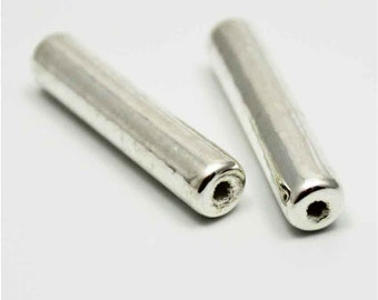 ceramic tubes ceramic tubes silver 30 mm 2 pieces ceramic beads silver long greek beads tube beads silver 30 mm beads large beads