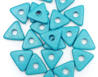 Ceramic triangles turquoise 10 mm 20 pieces ceramic beads square ceramic triangles ceramic discs matt greek beads mykonos beads greek