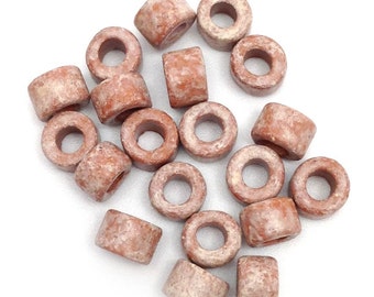 ceramic tubes ceramic cylinder white brown speckled 6 mm 20 pieces greek beads ceramic beads mykonos tubes stained stains ceramic beads