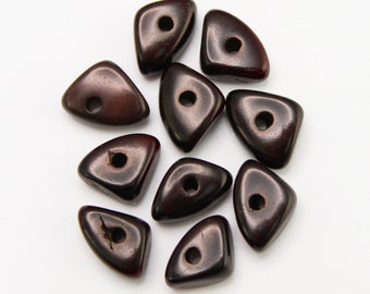 Tagua triangles dark brown 10 pieces 8 mm square Tagua beads irregular Tagua pieces brown natural beads