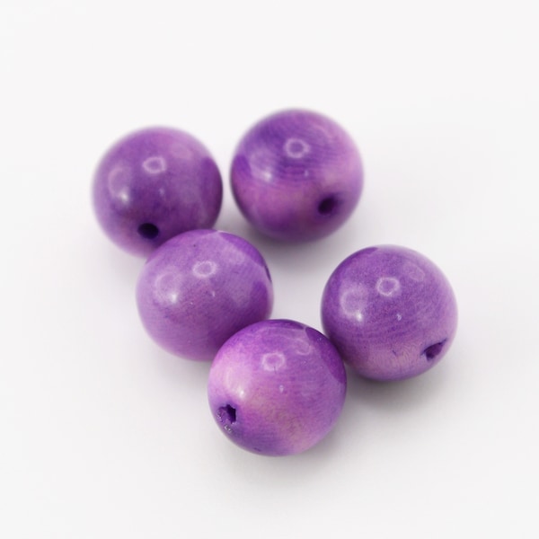 Perles Tagua bleu-violet 9 mm 5 pièces perles intercalaires rondes perles naturelles bijoux naturels ivoire végétal