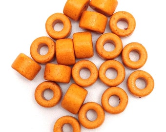 Ceramic cylinder, orange, 6 mm, 20 pieces, ceramic beads, greek beads, ceramic beads, greek ceramic tubes, orange 6 mm beads, mykonos beads