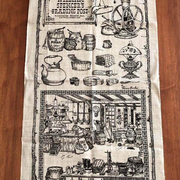 NOS Warren Boucher William Spencer's Trading Post Linen Hand Towel by Kay Dee  Farm Living Decor Country Living Tea Towel Cottage Core