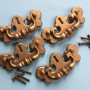 SALE Vintage 4 Gold Tone Drawer Pulls Handles  Made in USA Americana Hardware Farmhouse Country Living