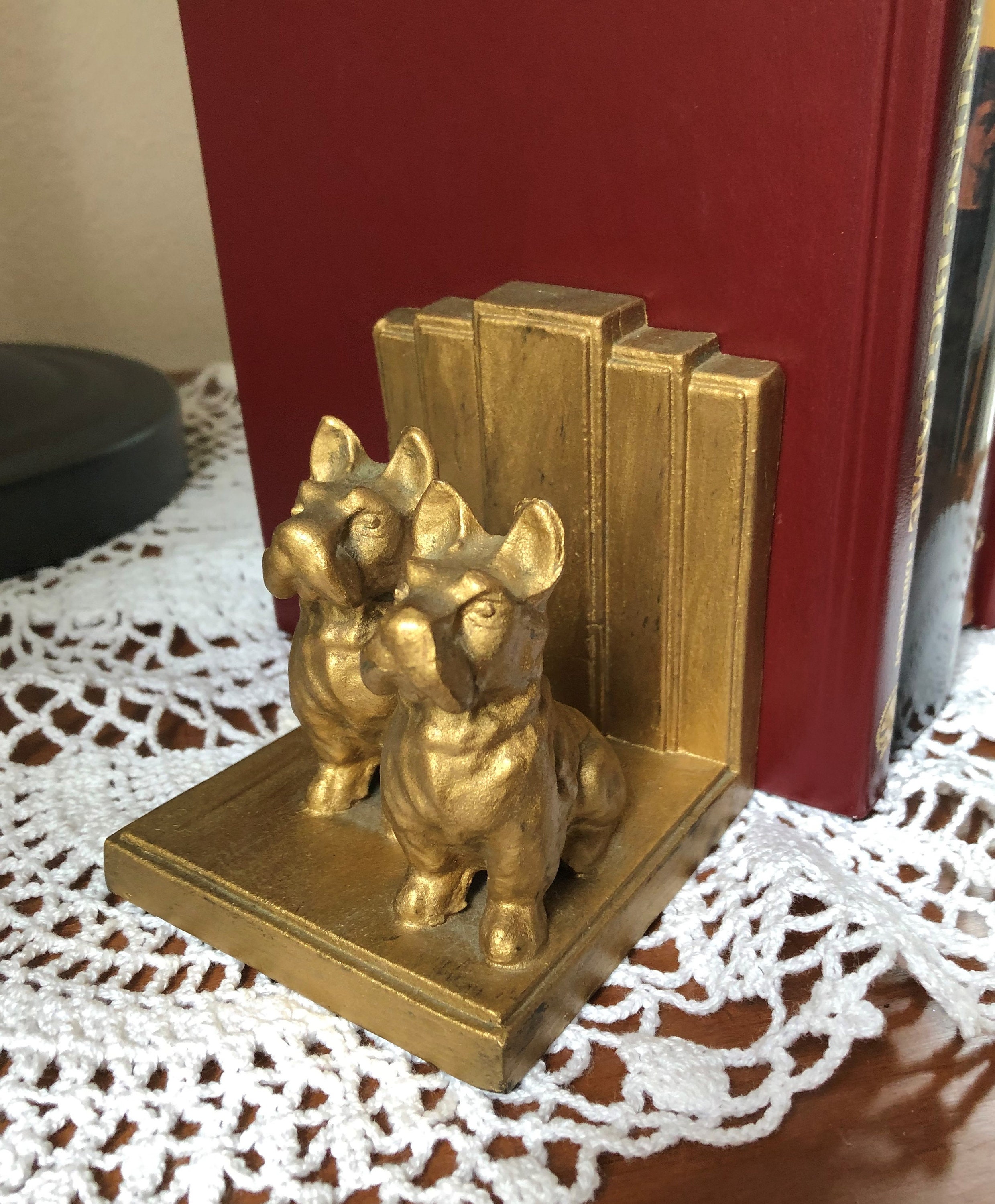 Art Deco Metal Scottie Dog Bookends Westies Highland Terrier Etsy