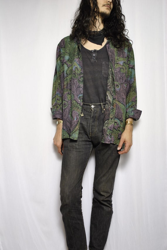 VINTAGE REPUTATION 80s psychedelic silk blouse / p