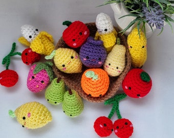 Cute Mini Fruits Keyrings Apple Orange Banana Pear Cherries Strawberry Blueberry Lemon Crochet Gift- Finished Product