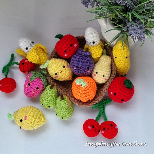 Cute Mini Fruits Keyrings Apple Orange Banana Pear Cherries Strawberry Blueberry Lemon Crochet Gift- Finished Product