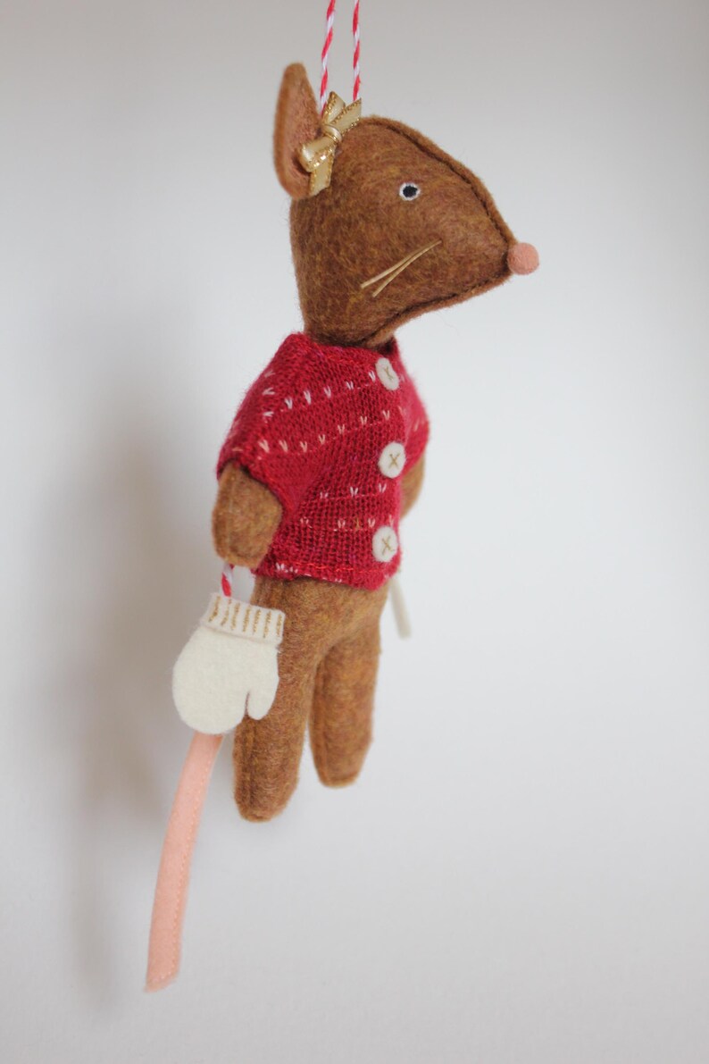 Frankie the Mouse, Cinnamon Brown, Holiday Sweater, Handmade Christmas
