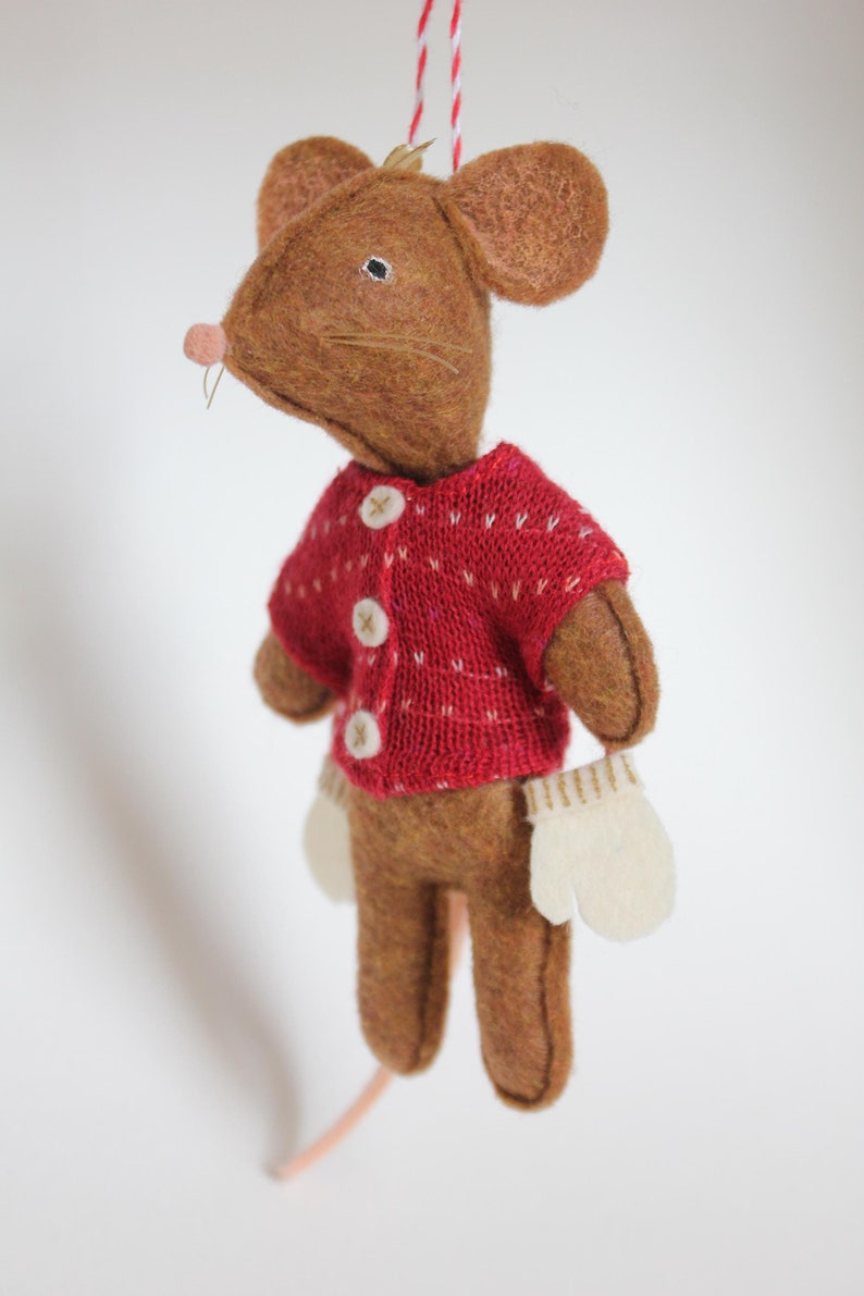 Frankie the Mouse, Cinnamon Brown, Holiday Sweater, Handmade Christmas