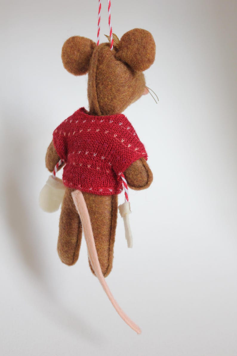 Frankie the Mouse, Cinnamon Brown, Holiday Sweater, Handmade Christmas