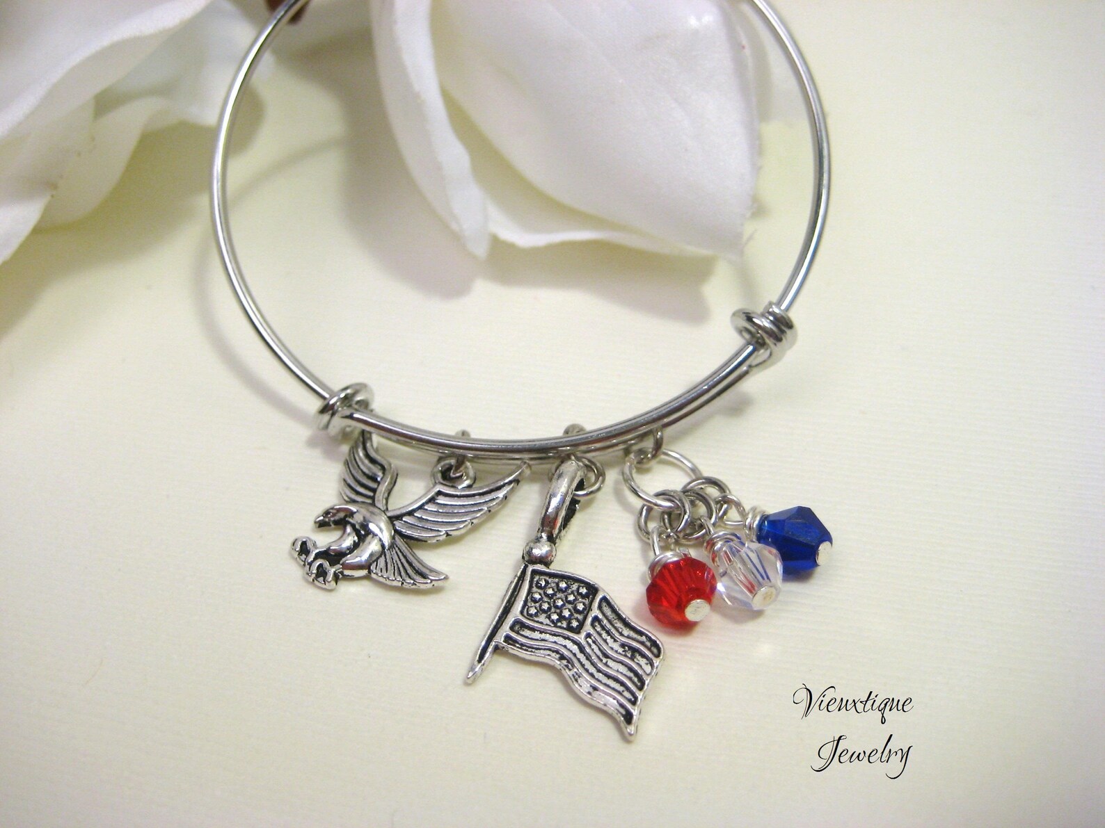 Patriotic Bracelet Patriotic Jewelry Bald Eagle Bracelet Etsy