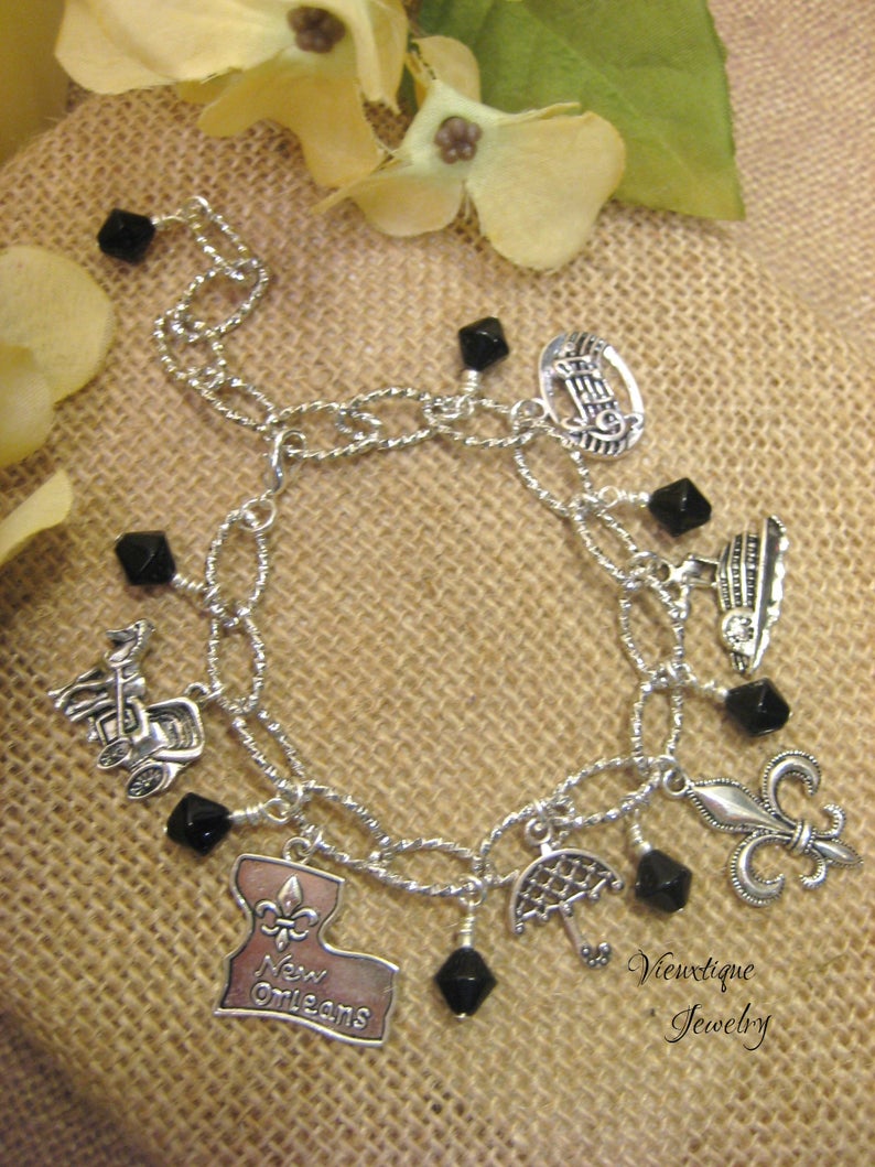 New Orleans Jewelry New Orleans Charm Bracelet,New Orleans Bracelet Louisiana Jewelry Louisiana Bracelet Fleur de lis Jewlery