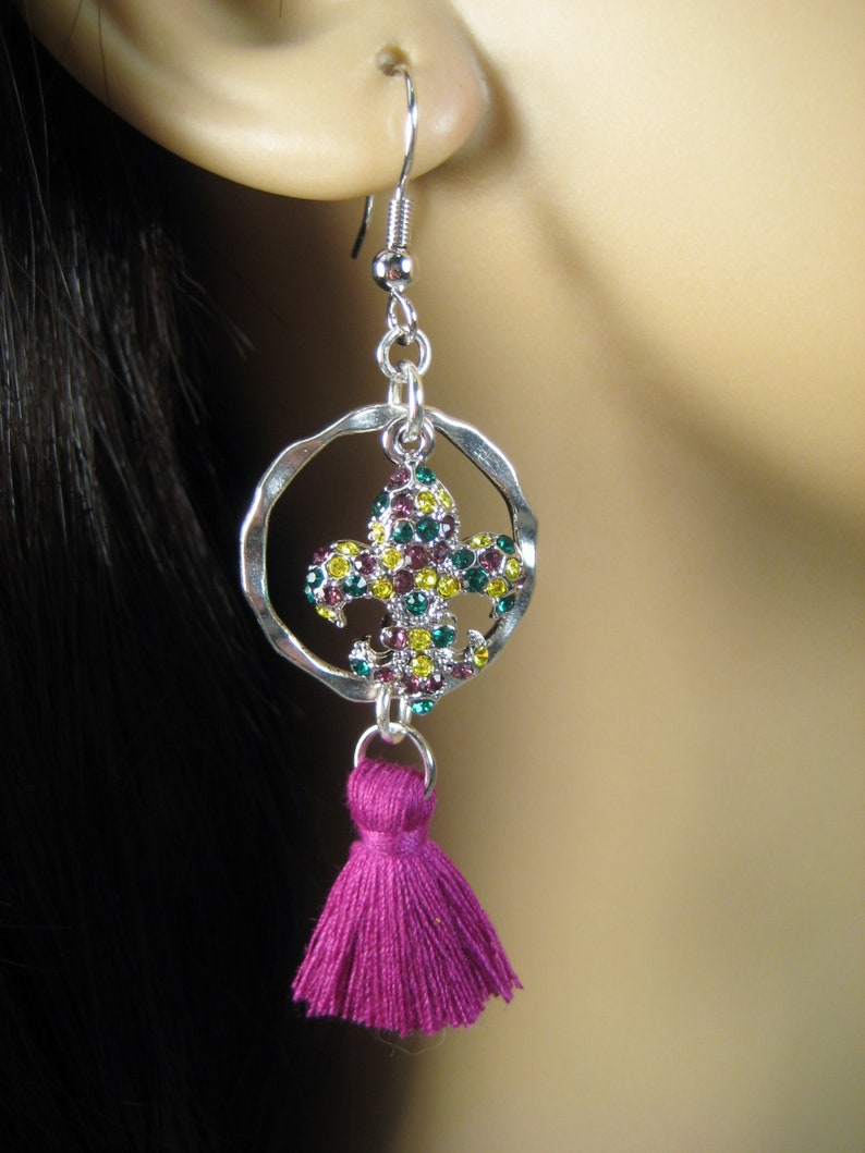 Fleur de lis Jewelry Fleur de lis Mardi Gras Earrings Fleur de lis Earrings New Orleans Jewelry Mardi Gras Jewelry Mardi Gras Earrings