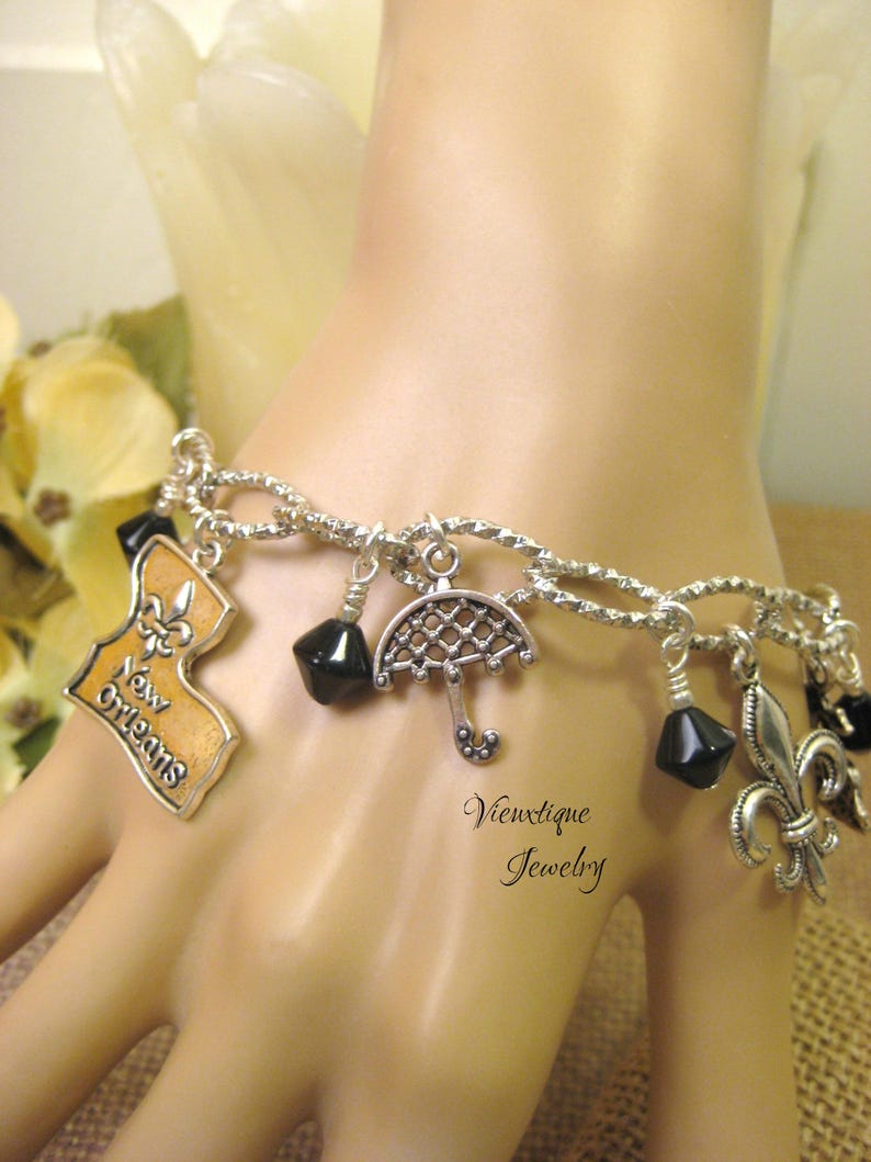New Orleans Jewelry New Orleans Charm Bracelet,New Orleans Bracelet Louisiana Jewelry Louisiana Bracelet Fleur de lis Jewlery