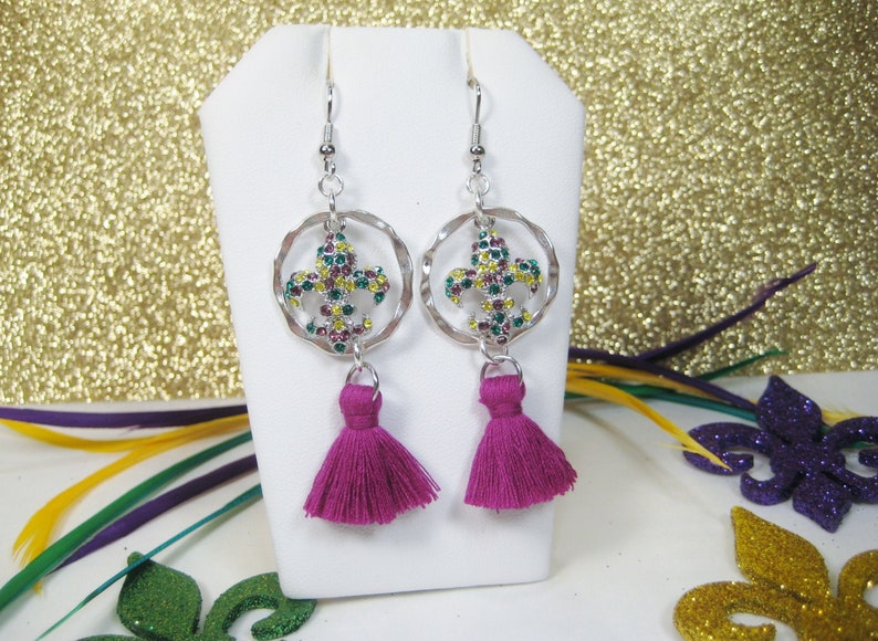 Fleur de lis Jewelry Fleur de lis Mardi Gras Earrings Fleur de lis Earrings New Orleans Jewelry Mardi Gras Jewelry Mardi Gras Earrings