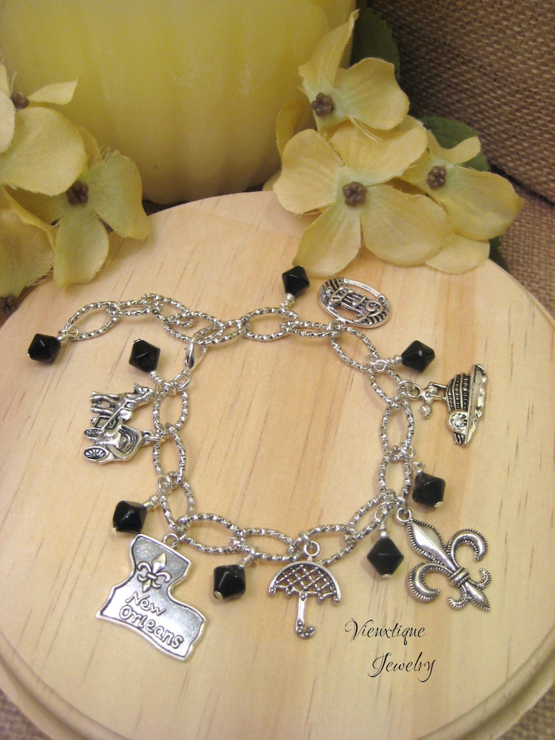 New Orleans Jewelry New Orleans Charm Bracelet,New Orleans Bracelet Louisiana Jewelry Louisiana Bracelet Fleur de lis Jewlery