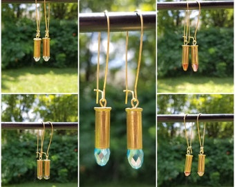 Pendientes de bala colgantes de alambre de riñón - Oro - Cuentas de múltiples colores / formas disponibles
