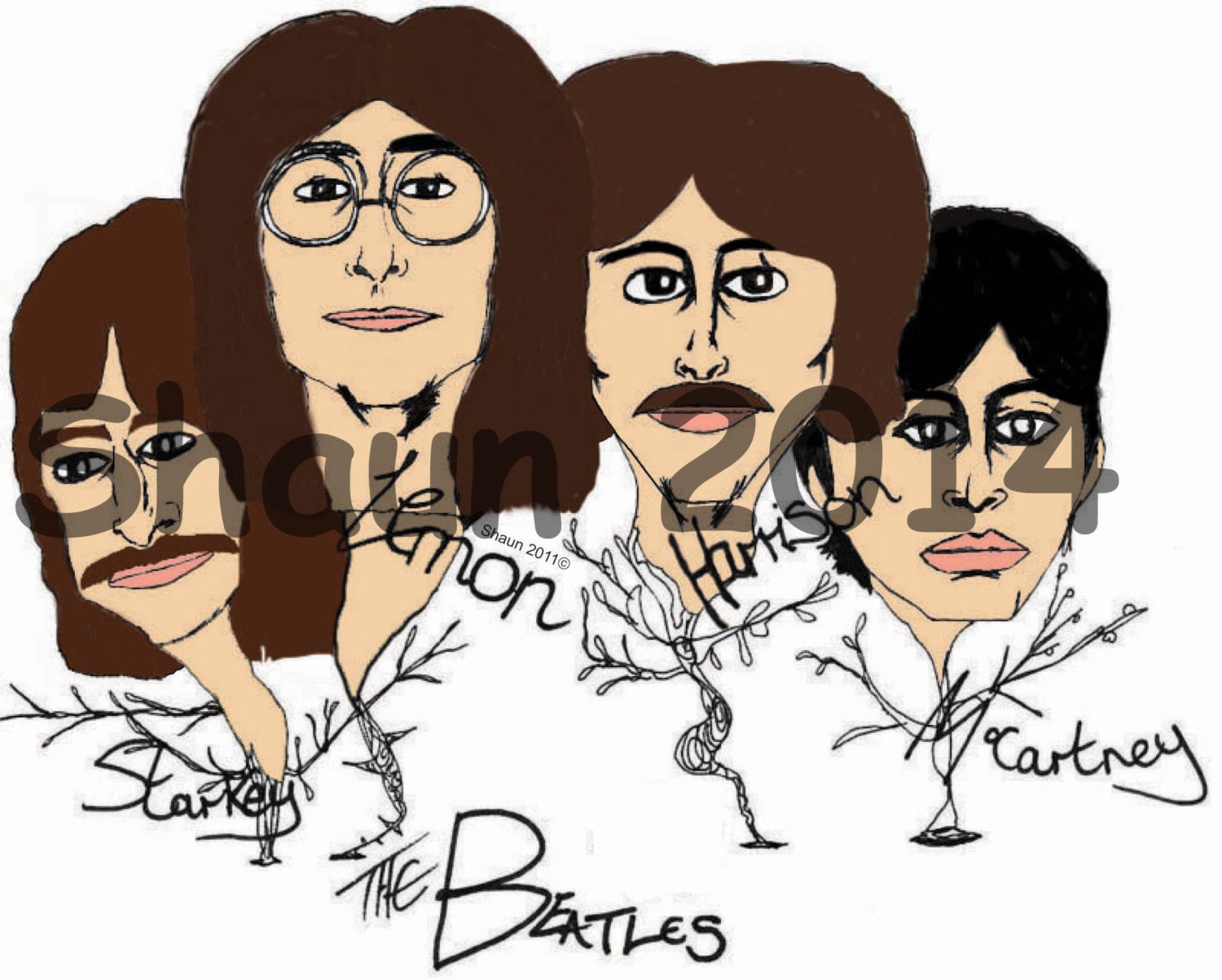 The Beatles Hand Drawn Original Illustration Laminated Print - Etsy