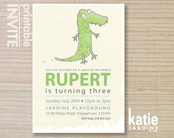 kids invitation - boys invitation - printable invitation - dinosaur invitation - crocodile invitation