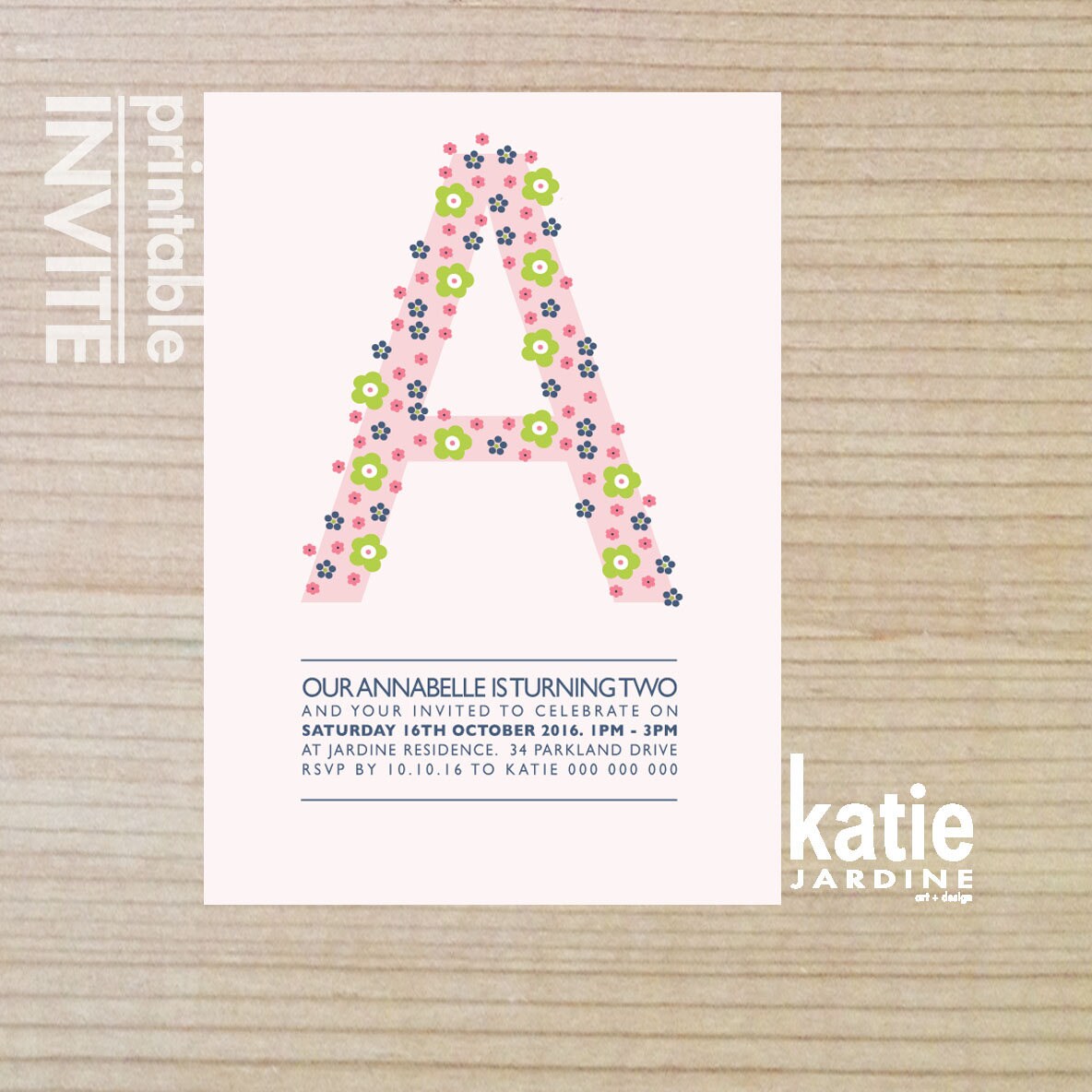 Girls Invitation Kids Invitation Printable Invitation Flower Invite ...