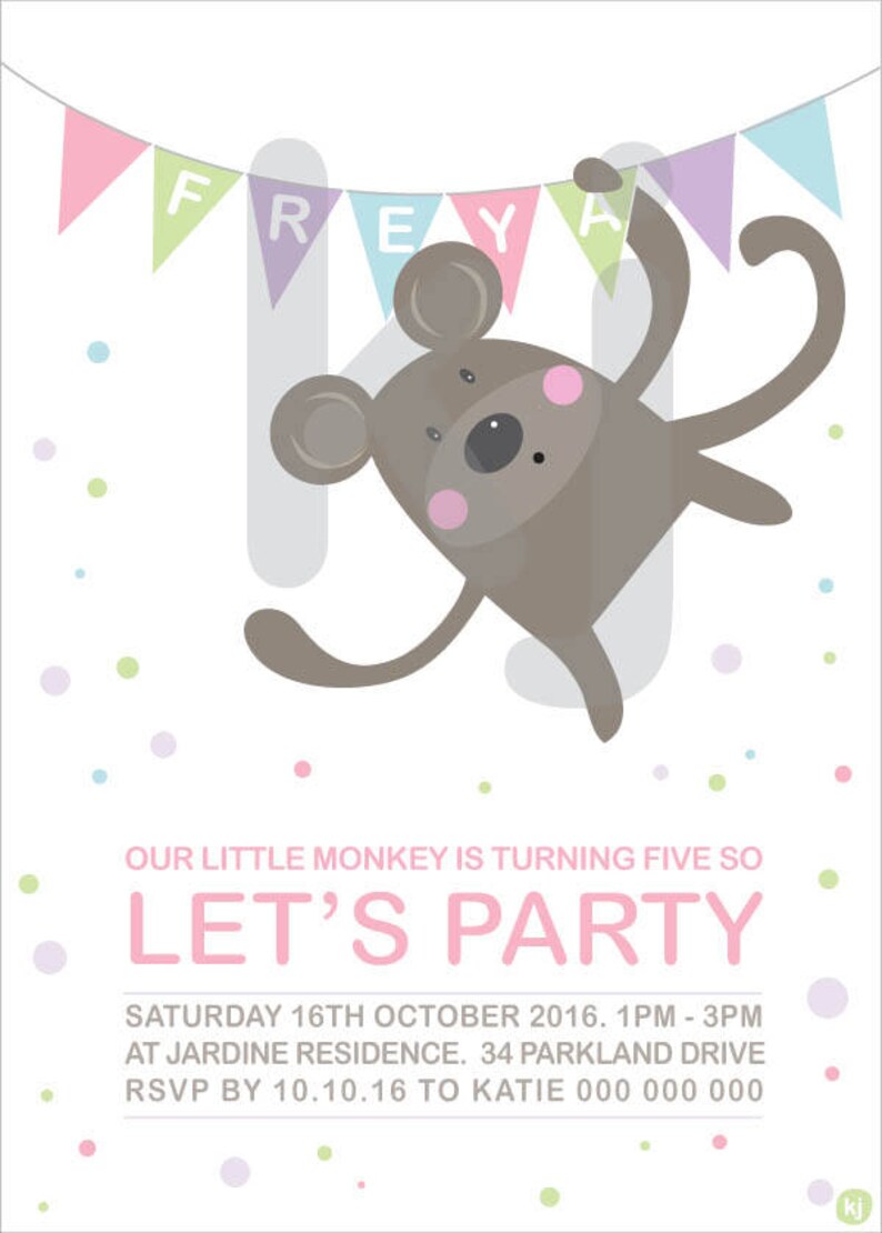 Kids Invitation Printable Invitation Monkey Invitation - Etsy