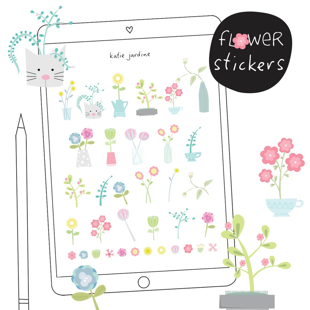 Digital Planner Stickers, Flower Stickers, Decorative Floral Stickers ...