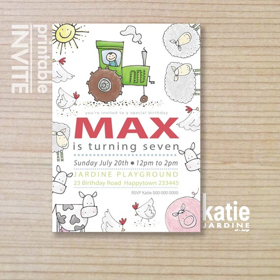 Farm Invitation Kids Invitation Printable Invitation - Etsy