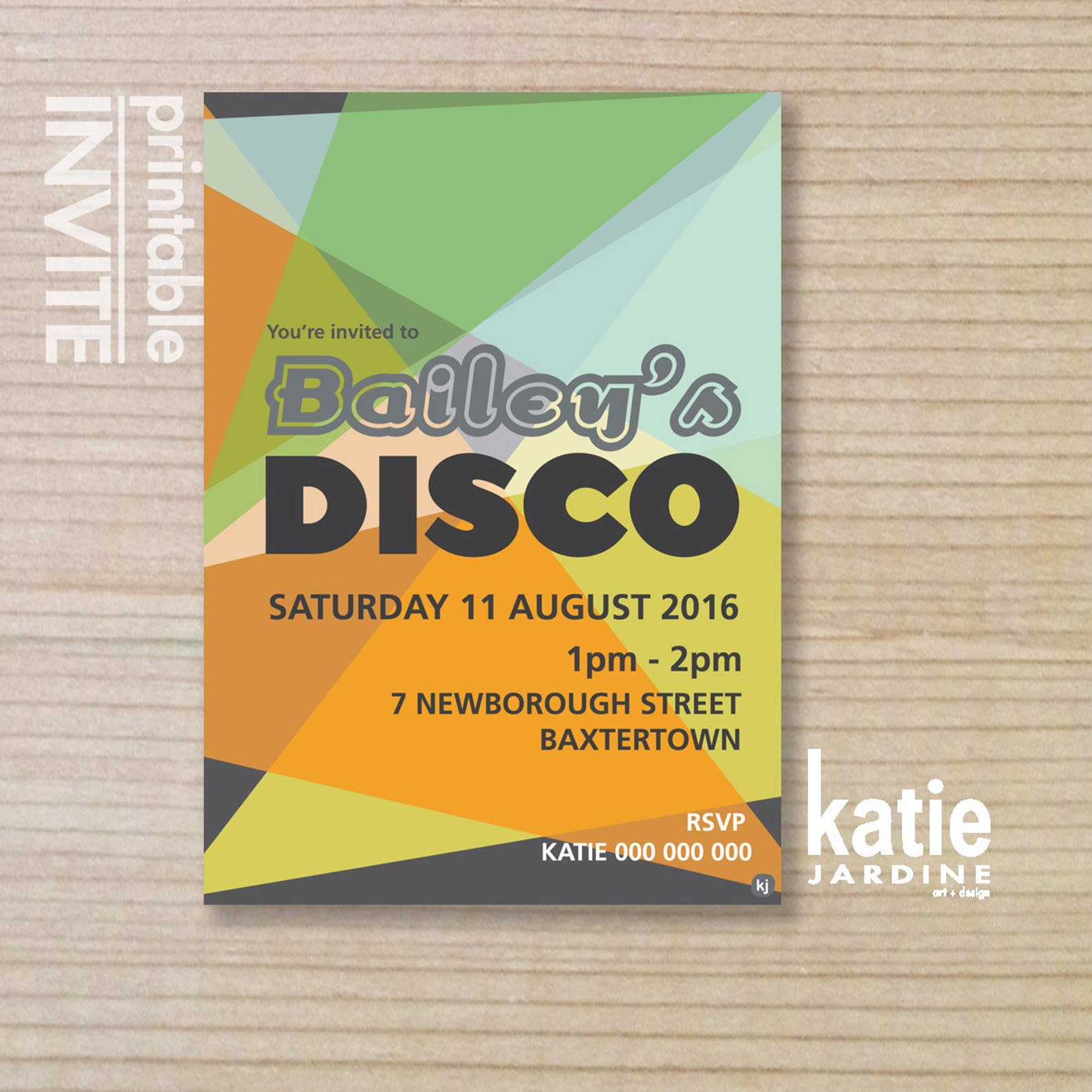 Boys DISCO Invitation Kids Invitation Printable Invitation Party Lights ...