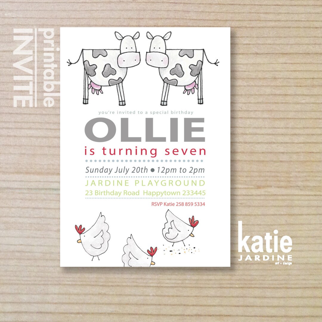 Farm Invitation Kids Invitation Printable Invitation - Etsy