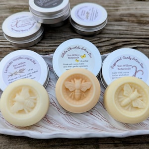 Lotion Bars, lavender, white chocolate, peppermint, bees