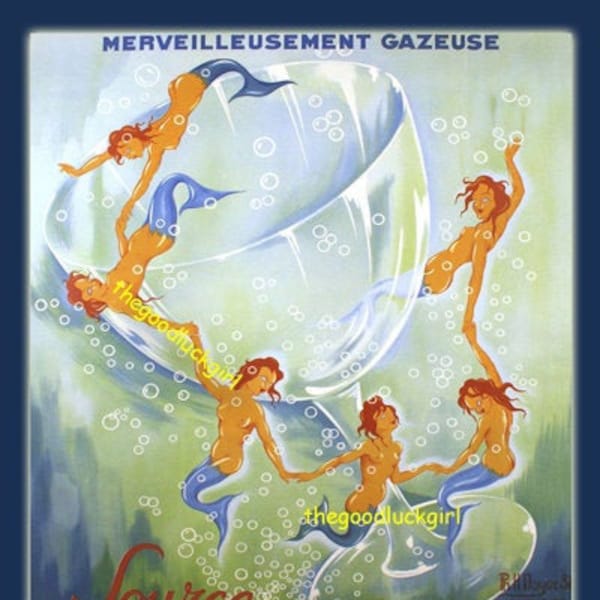 CHAMPAGNE MERMAIDS ~ BRAULT alcohol Vintage Advertising 8x10 Art print