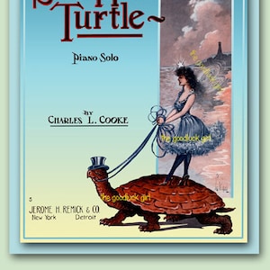 FAIRY & TURTLE 8x10 Vintage sheet music whimsical fantasy Cover Art Print picture