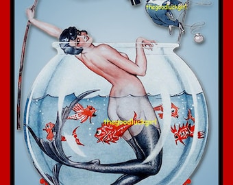 FISHBOWL MERMAID 8x10 Vintage 1926 La Vie Parisienne Art Print