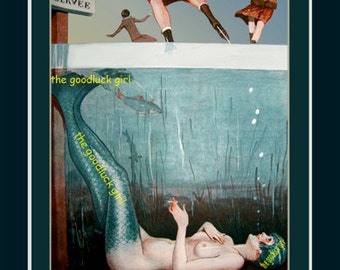 1920's SOUS LA GLACE French Mermaid 8x10 Vintage La Vie Parisienne magazine cover Art Print