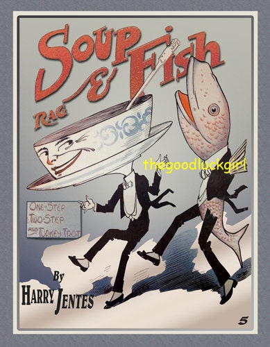 SOUP & FISH 8x10 Vintage Whimsy Sheet Music Cover Art Print picture