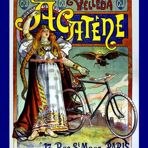 ACATENE 8x10 Vintage French Bicycle advertising Art Print antique bike Paris picture