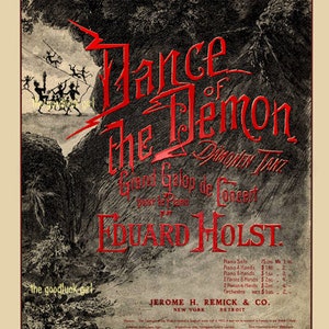 Instant Download DANCE Of THE DEMONS Vintage Halloween Sheet Music Cover Art Print picture Downloadable