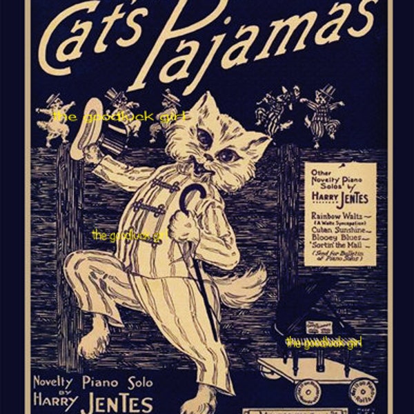 Instant Download THE CAT'S PAJAMAS 16x20 Vintage Sheet Music Art Print Digital Downloadable