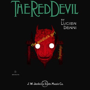 Instant Download RED DEVIL Optical Illusion Vintage Halloween Car Devil Sheet Music Cover Art Print picture Downloadable