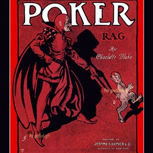 Instant Download GOTHIC DEVIL'S POKER Vintage Halloween Sheet Music Art Print picture Downloadable