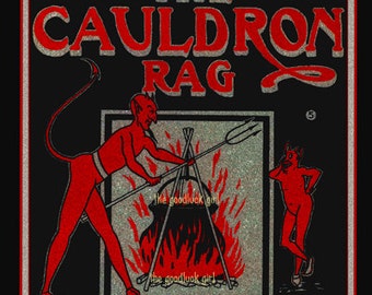 CAULDRON RAG With DEVILS 8x10 Vintage Halloween sheet music cover Art Print picture