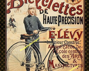 BICYCLETTES 8x10 Vintage French Antique Bicycle advertising Art Print picture