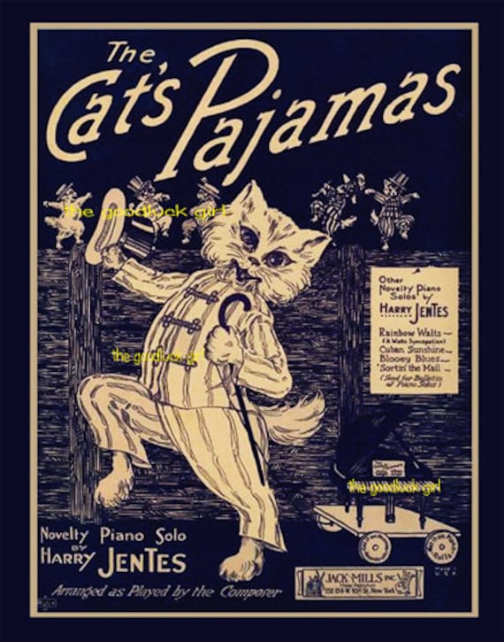 THE CAT'S PAJAMAS 8x10 Whimsical Vintage Sheet Music Cover Art print