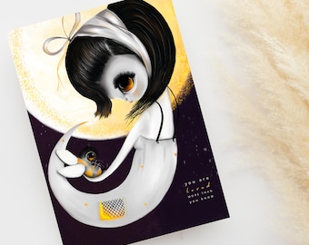 Big-Eyed Girl Fine Art Card | Emotional Healing Gift (Digital Download)