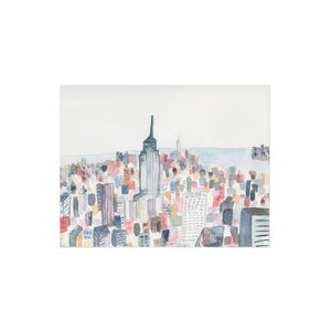 Watercolor New York City Greeting Card: Manhattan Skyline Art