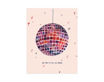 Watercolor Disco Ball Card: Celebration Love Card